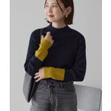 ダークネイビー | バイパチ袖配色リブプルオーバー＜静電気軽減＞ | AMERICAN HOLIC