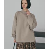 グレーベージュ | ハイネックリブポンチプルオーバー | AMERICAN HOLIC