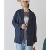 ダークネイビー | リネンライクオーバーサイズジャケット | AMERICAN HOLIC