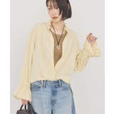 イエロー | スタンドフリルストライプスキッパーブラウス | AMERICAN HOLIC