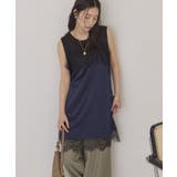 ネイビー | レースサテンキャミワンピース | AMERICAN HOLIC