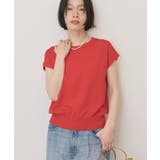 レッド | 【接触冷感・UVカット】フレンチスリーブニットプルオーバー | AMERICAN HOLIC