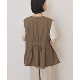 【接触冷感・イージーケア】リネンライクペプラムベスト | AMERICAN HOLIC | 詳細画像4 