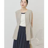 グレーベージュ | 【接触冷感・イージーケア】リネンライクペプラムベスト | AMERICAN HOLIC