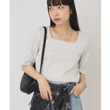 杢ホワイト | 【接触冷感・UVカット】スクエアネック5分袖プルオーバー | AMERICAN HOLIC