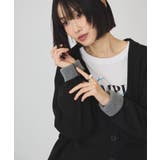 袖配色Vネックニットカーディガン | AMERICAN HOLIC | 詳細画像1