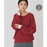 レッド | 【バイパチ・シアバター配合】バイカラークルーネックニット | AMERICAN HOLIC