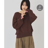 ブラウン | 【バイパチ・シアバター配合】バイカラークルーネックニット | AMERICAN HOLIC