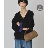 ブラック | 【バイパチ】Vネック配色ニットコーディガン | AMERICAN HOLIC