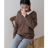 ラメ入りVネック片畦ニットプルオーバー | AMERICAN HOLIC | 詳細画像4