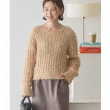ベージュ | リボンヤーンニットプルオーバー | AMERICAN HOLIC