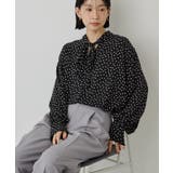 【イージーケア】ドット柄ボウタイブラウス | AMERICAN HOLIC | 詳細画像7 