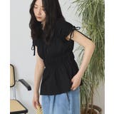 ブラック | 【接触冷感】シャーリングショルダーリボンプルオーバー | AMERICAN HOLIC