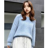 サックスブルー | 【WEB限定】フェザーゆるニットプルオーバー | AMERICAN HOLIC