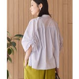 【WEB限定】【接触冷感・UVカット】ギャザーリボンスリーブ半袖シャツ | AMERICAN HOLIC | 詳細画像1 