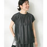 ブラック | やわらかデニム風フレンチスリーブブラウス | CRAFT STANDARD BOUTIQUE