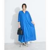 ブルー | インド綿2WAYボイルギャザーネックワンピース | CRAFT STANDARD BOUTIQUE