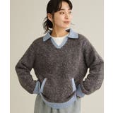 チャコールグレー | 洗える/配色Vネックニットプルオーバー | CRAFT STANDARD BOUTIQUE