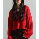 レッド | 洗える/ロールアップ袖ショート丈ニットプルオーバー | CRAFT STANDARD BOUTIQUE