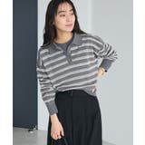 グレー | シアーボーダーポロ衿ニットプルオーバー | CRAFT STANDARD BOUTIQUE