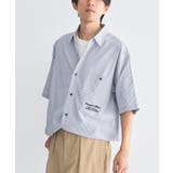 グレー | ストライプ半袖ドローコードシャツ | CRAFT STANDARD BOUTIQUE