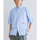 サックスブルー | ストライプ半袖ドローコードシャツ | CRAFT STANDARD BOUTIQUE