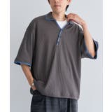 チャコールグレー | ダブルカラー変形ヘンリーネックT | CRAFT STANDARD BOUTIQUE