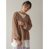 ベージュ | シャリ畦Vネックニットプルオーバー | earth music&ecology