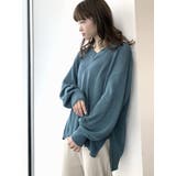 ターコイズブルー | シャリ畦Vネックニットプルオーバー | earth music&ecology