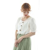 オフホワイト | 綿麻前開きパフスリーブブラウス | earth music&ecology