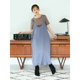 ブルー | SET2点サテンキャミワンピース+半袖プルオーバー | earth music&ecology
