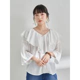 【WEB限定】ラッフル衿ブラウス | earth music&ecology | 詳細画像1