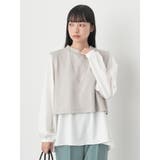 ライトベージュ | SET2点ベスト+バックプリーツブラウス | earth music&ecology