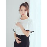 オフホワイト | パイピングフレアスリーブカットソー | earth music&ecology