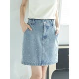 ビジューデニムミニスカート | earth music&ecology  | 詳細画像1 