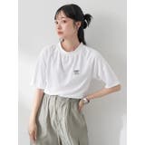 オフホワイト | スポーティー刺繍ロゴT | earth music&ecology