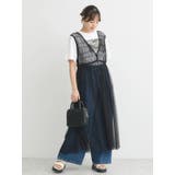 ブラック | シャーリングチュールワンピース | earth music&ecology 