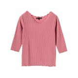 Pink | ・スカラップ刺繍エリテレコ7分袖T | Green Parks 