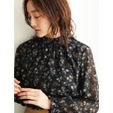 ブラック | ・ELENCARE DUE フラワーptドビーブラウス | Green Parks 