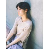 ベージュ | レーヨンVネック半袖ニットプルオーバー | koe