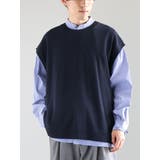 ネイビー | ニットベスト+バンドカラーシャツ-セット1 | CRAFT STANDARD BOUTIQUE