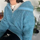 ブルー | 【kutir】ミックスカラーハーフジップニット | kutir