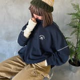 ネイビー | 【kutir】カレッジロゴハーフジップスウェット | kutir