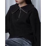 ブラック | 【Adoon plain Ladies】ハーフジップオーバーニット | kutir