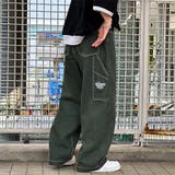 カーキ | 【kutir】刺繍ペインターワイドデニムパンツ | kutir