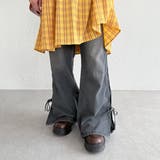 【kutir】オーバーダイリボンフレアデニムパンツ | kutir | 詳細画像3