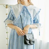 ブルー | コットンレースティアードギンガムチェックワンピース | kutir