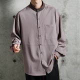 パープル | 【kutir】襟配色バンドカラーシャツ | kutir