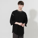 ブラック | 【Adoon plain】配色ステッチTシャツ | kutir