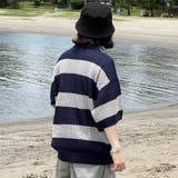 【kutir】ワッペン付きメッシュ編みボーダーポロ | kutir | 詳細画像13 